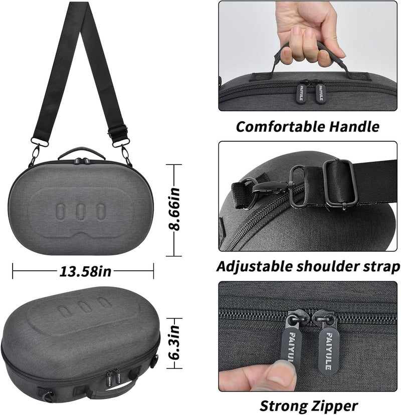 PAIYULE VR Headset Case Compatible with Meta Quest 3S 128GB/ for Meta Quest 3 512GB Virtual Reality Headset Elite Strap Storage Holder for Touch Controller Power Adapter Accessories for Travel-Grey(Box only) - Image 2